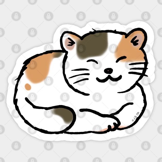 sleepy calico cat Sticker by cartoonygifts